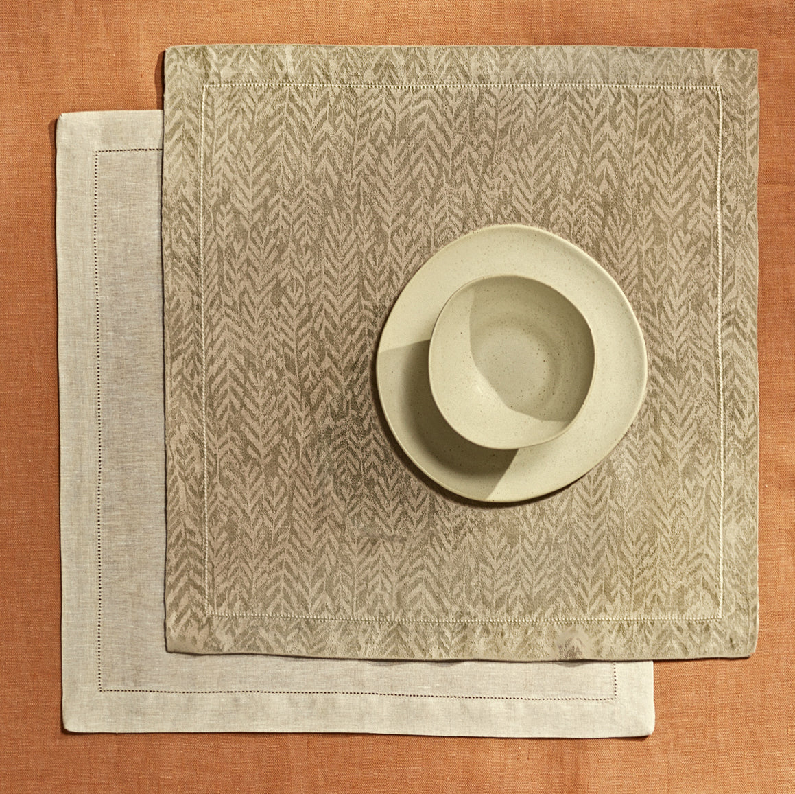 Serviette „Farn“ aus Leinen, Braun-Sand