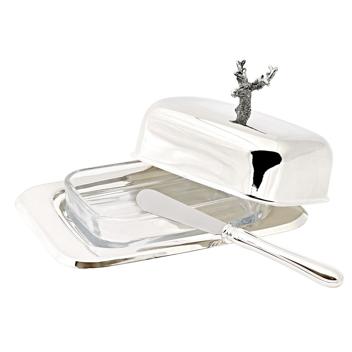 Butterdose Hirsch mit Messer (L 18 cm)