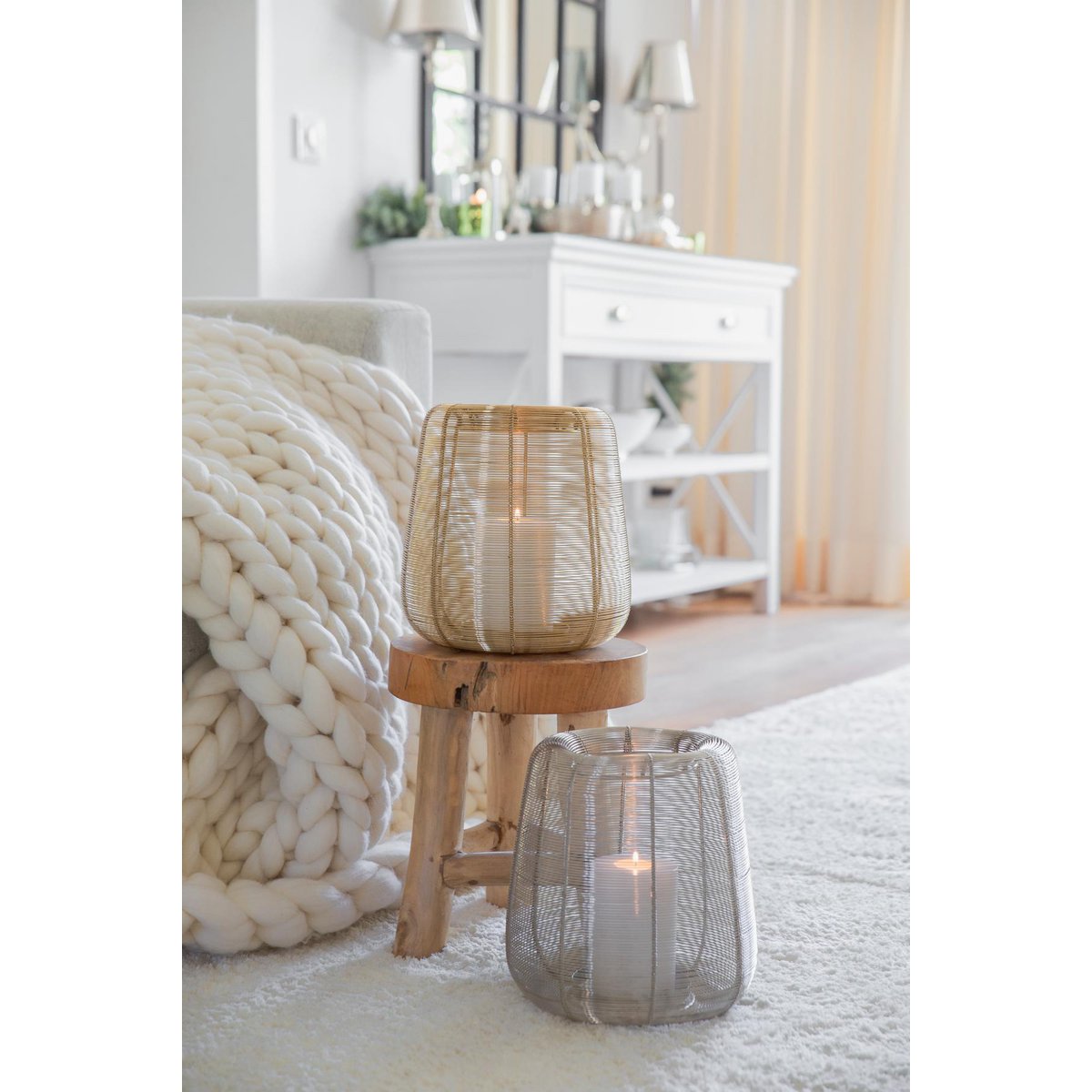 Windlicht Kurt, silber, H 24cm