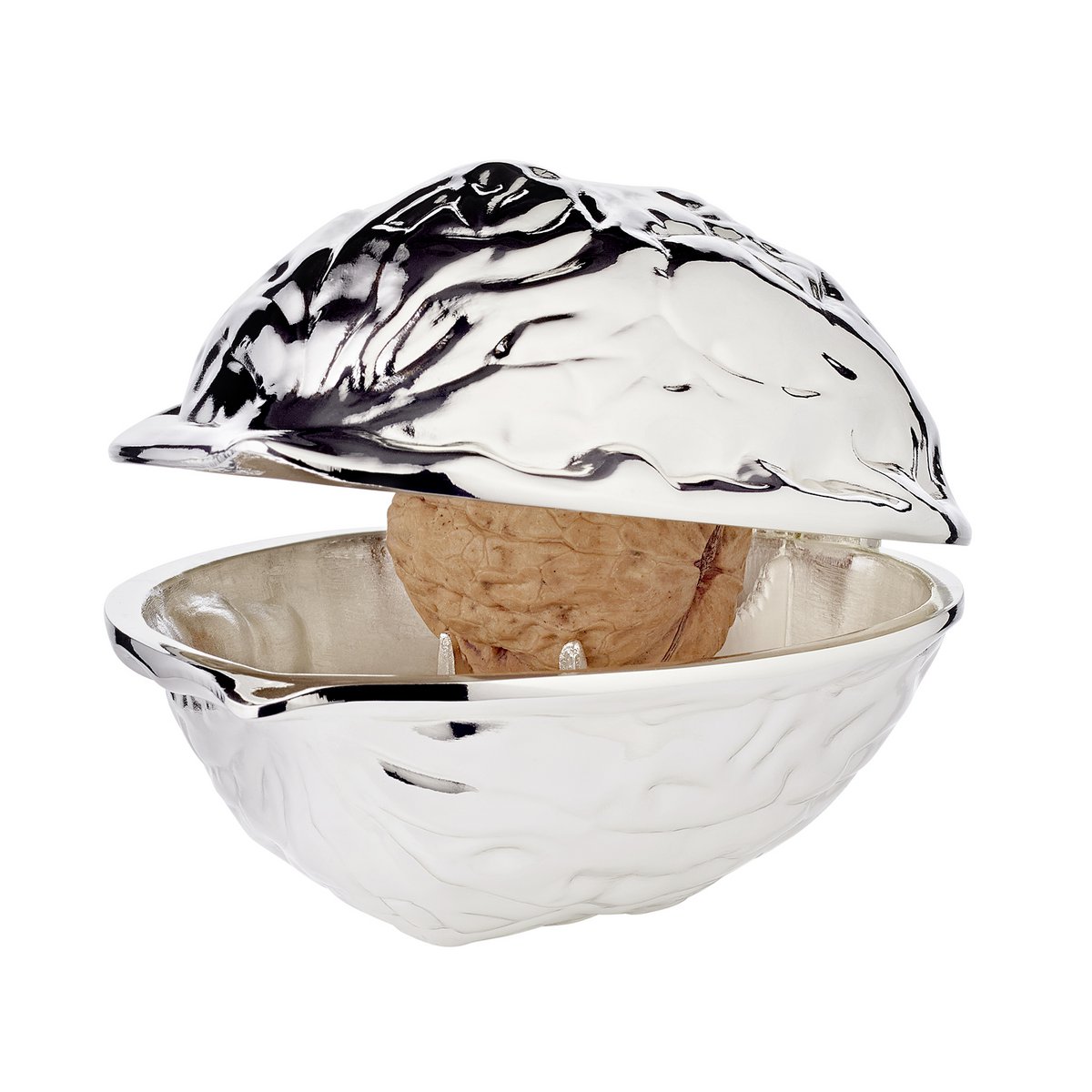 Nussknacker Walnuss, versilbert L. 12 cm