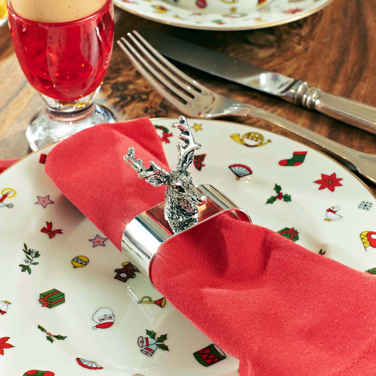 2er Set Serviettenringe Hirsch, edel