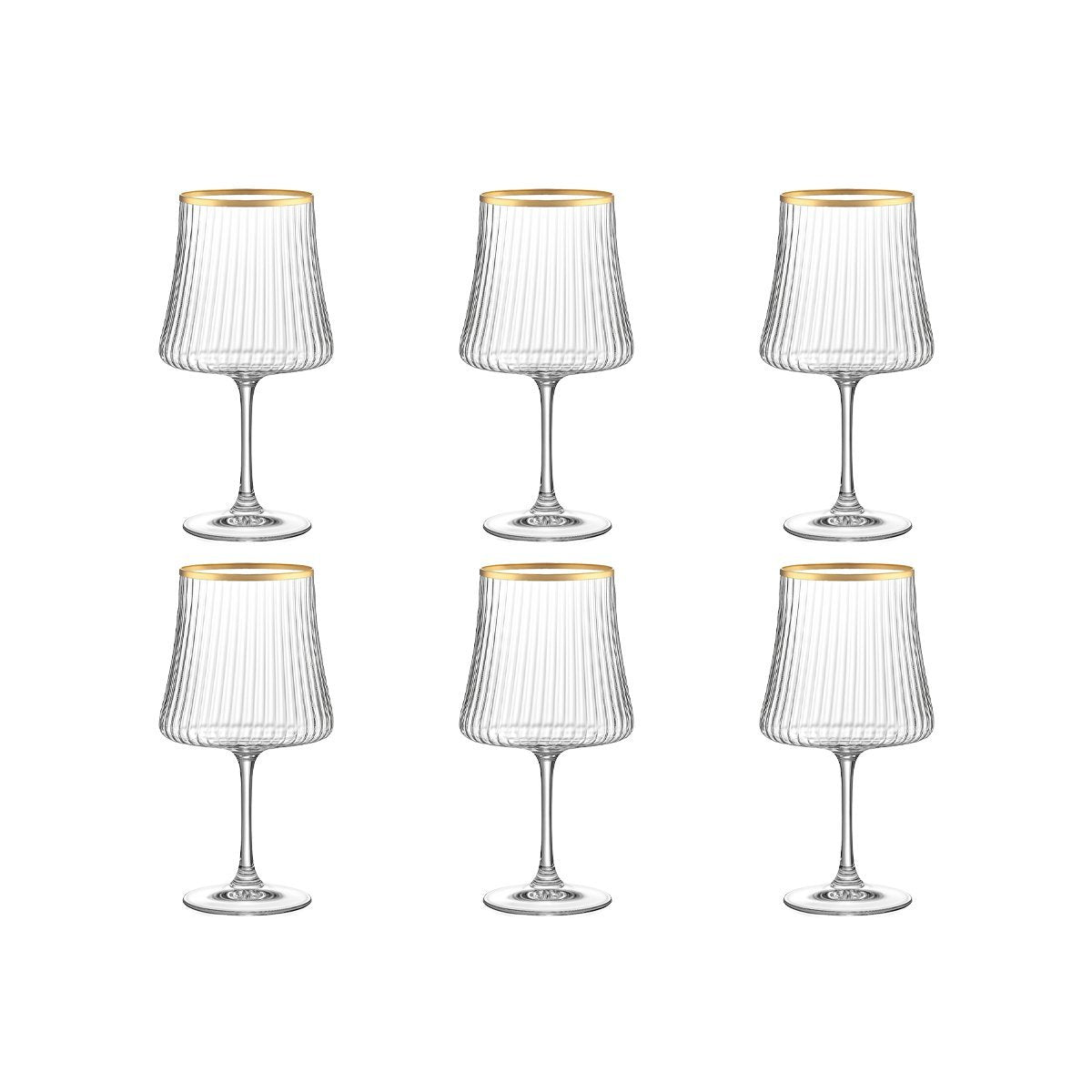 Weingläser mit Goldrand, 6er-Set