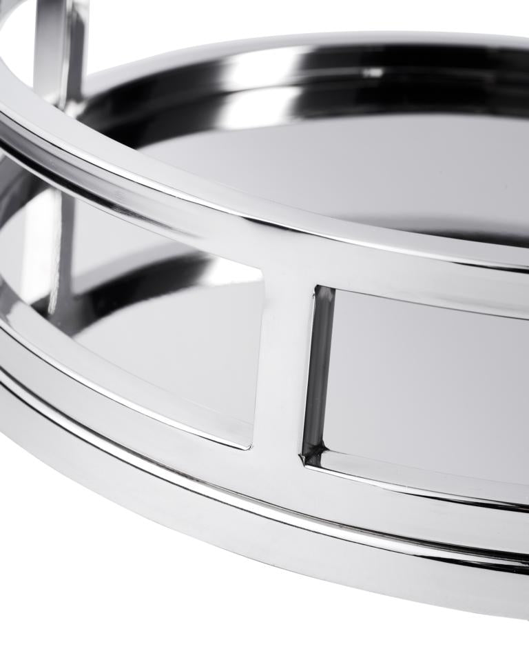 Tablett, Dekoschale Livia Edelstahl Silber, Ø 30 cm