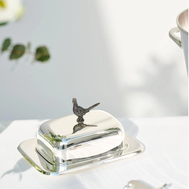 Butterdose Fasan mit Messer