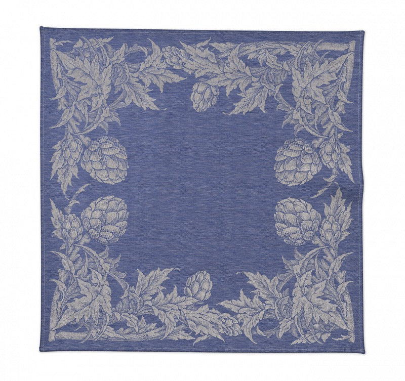 Serviette Tosca aus 100 % Leinen in B mit mediterraner Jacquard-Bordüre und Artischockenmotiv.au-Sand