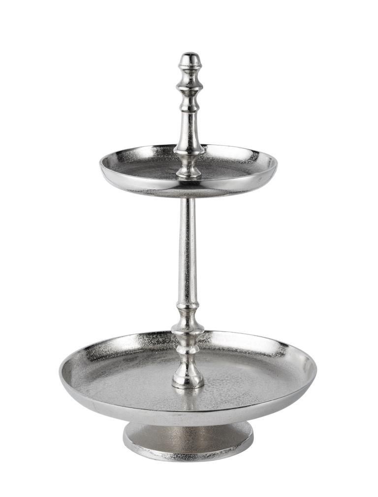 Etagere Linus 2-Stöckig Silber 46 cm