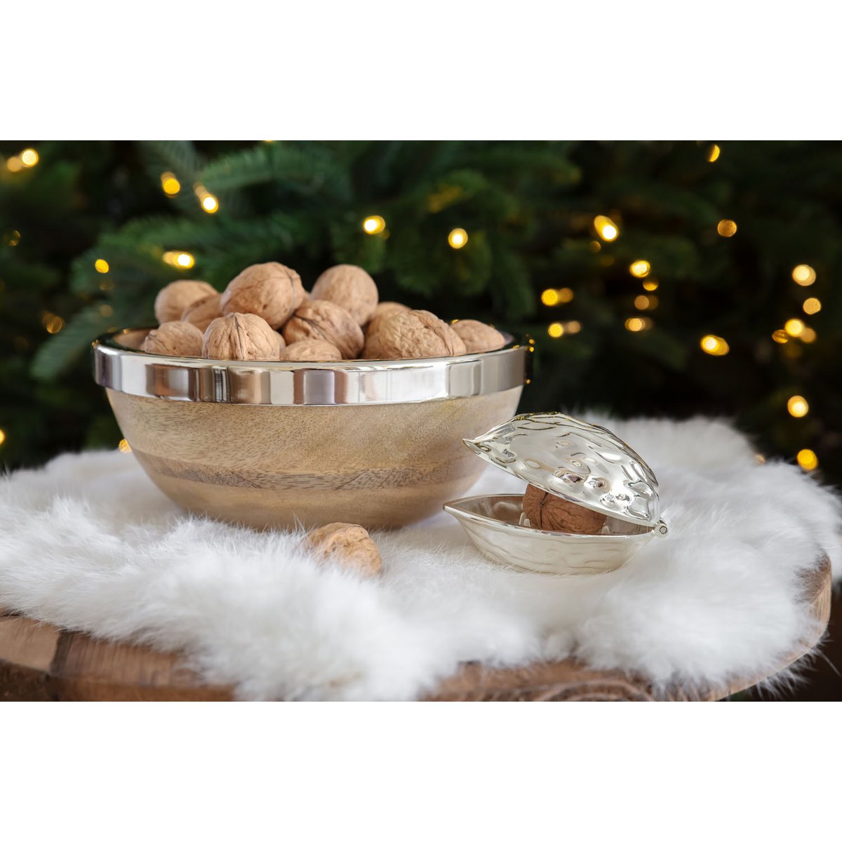 Nussknacker Walnuss, edel versilbert