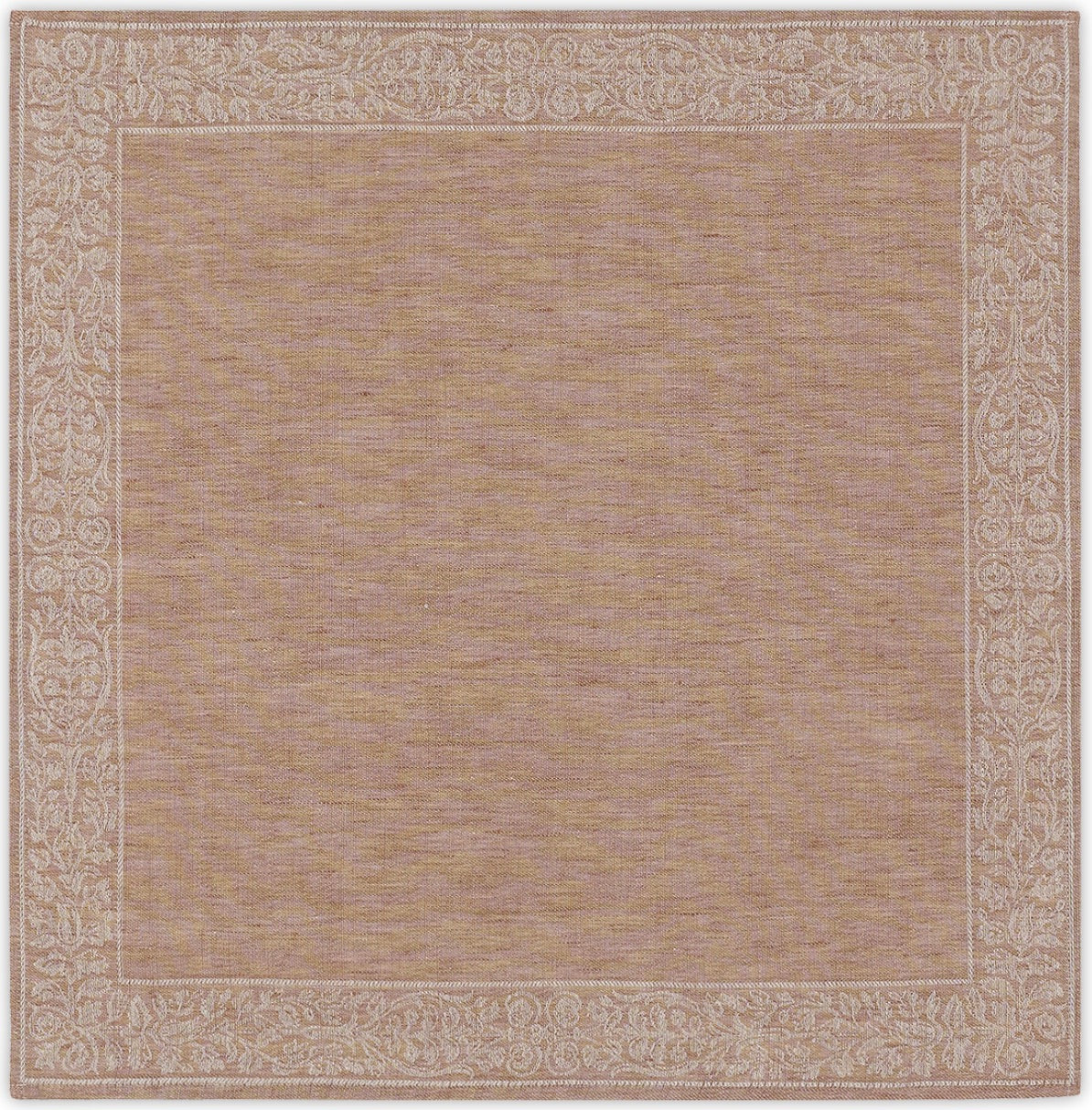 Serviette „Medici“ in Korale-Apricot aus 100 % Leinen mit floraler Rankenbordüre elegantes Tafeltextil, auch als Tischläufer und Tischset erhältlich.