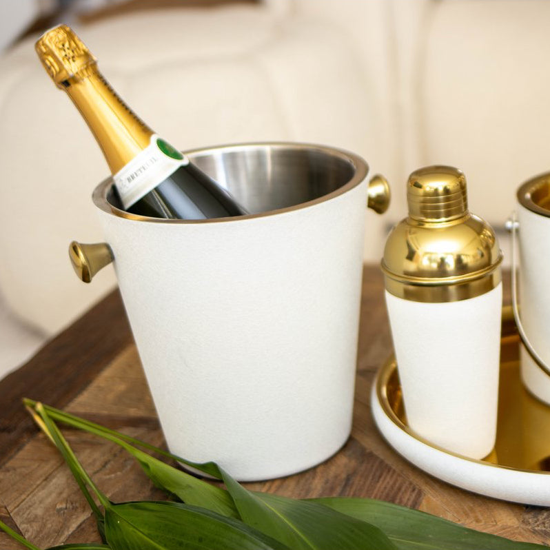 Champagner-Eimer in Ecru mit Goldakzent
