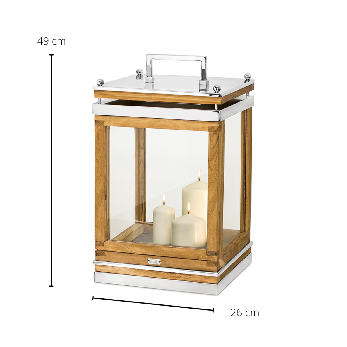 Laterne Huntsville mit Griff,  H.49 cm