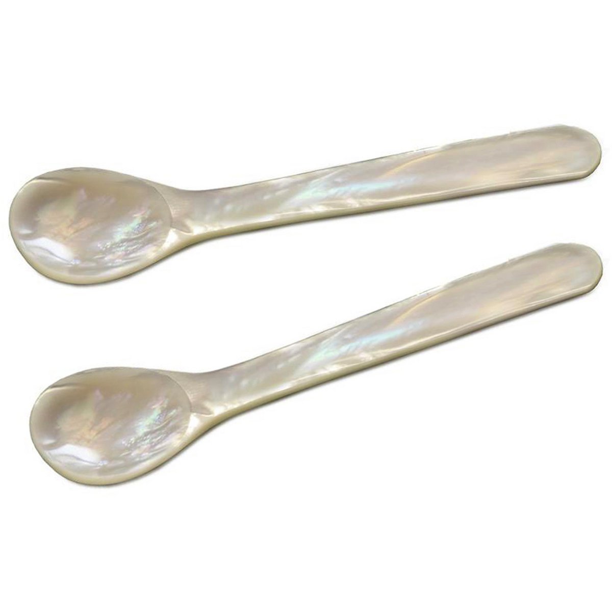2er-Set Perlmuttlöffel (Kaviar- & Eierlöffel) runde Enden
