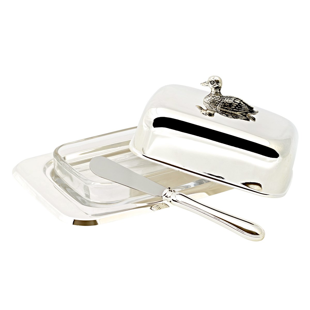 Butterdose Ente mit Messer (L 18 cm)