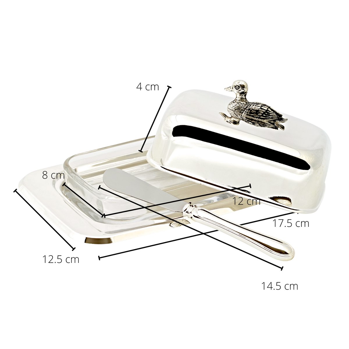 Butterdose Ente mit Messer (L 18 cm)