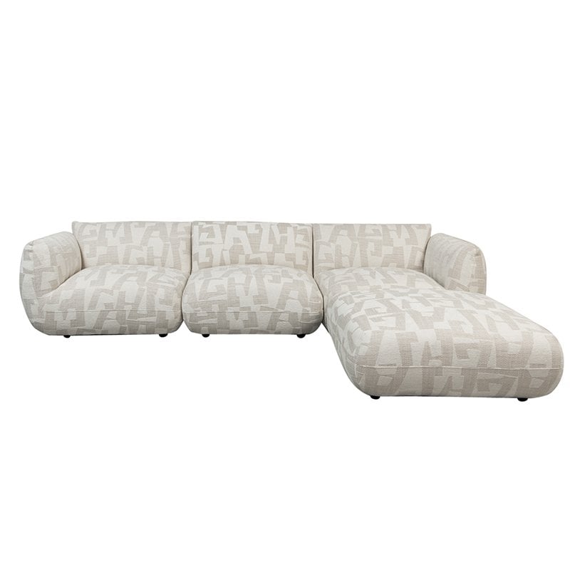 Sofa Amsterdam 4-Sitzer + Ottomane Weisse Glyphen