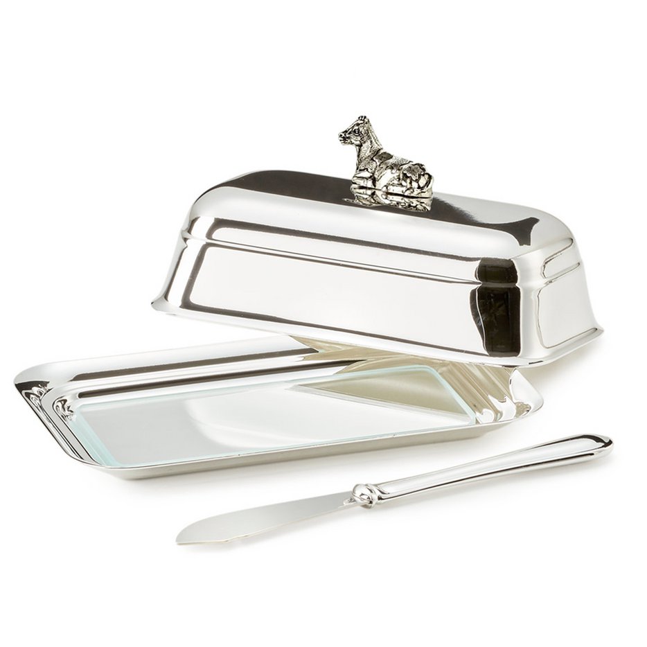 Butterdose Kuh mit Glasplatte