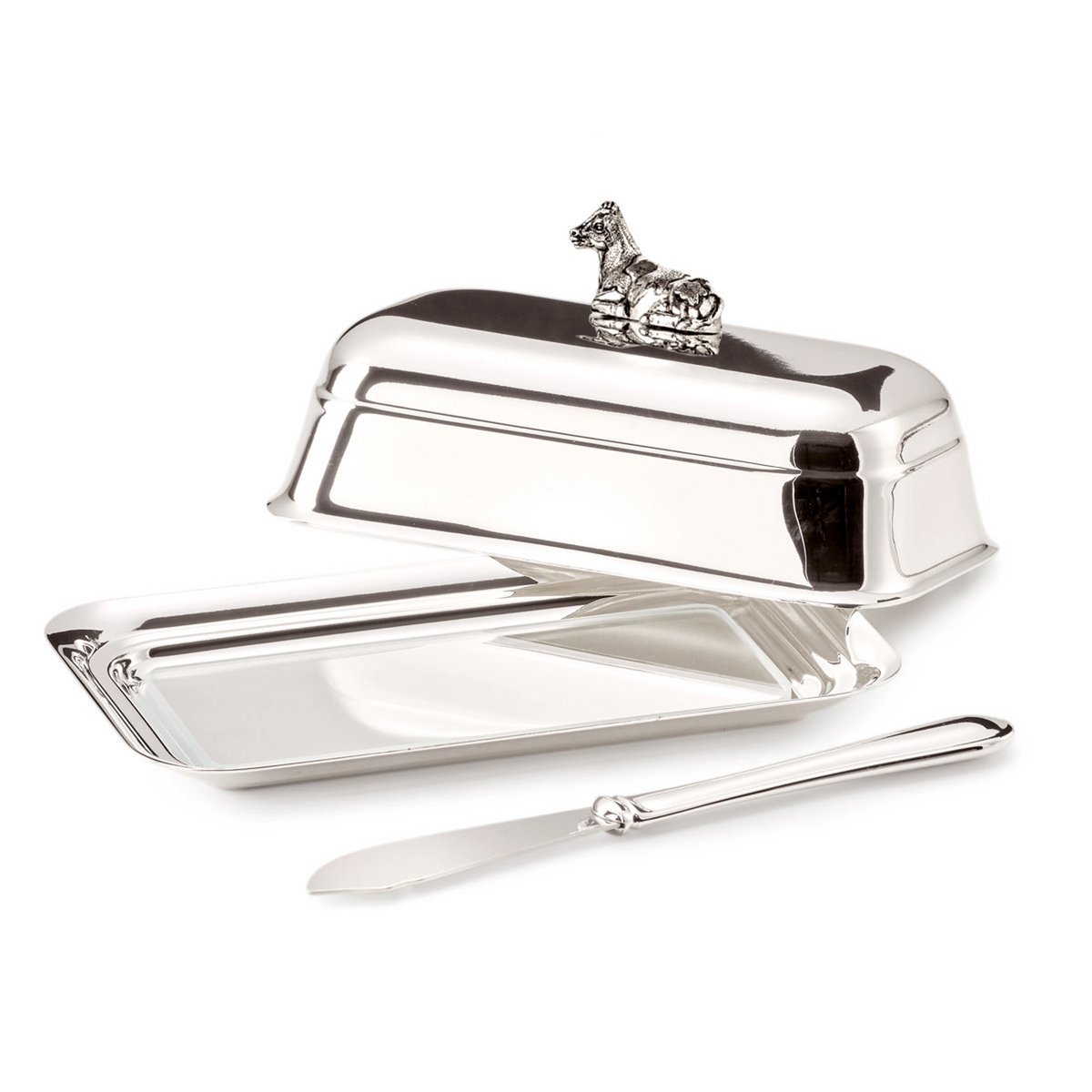Butterdose Kuh mit Messer (L 18 cm)