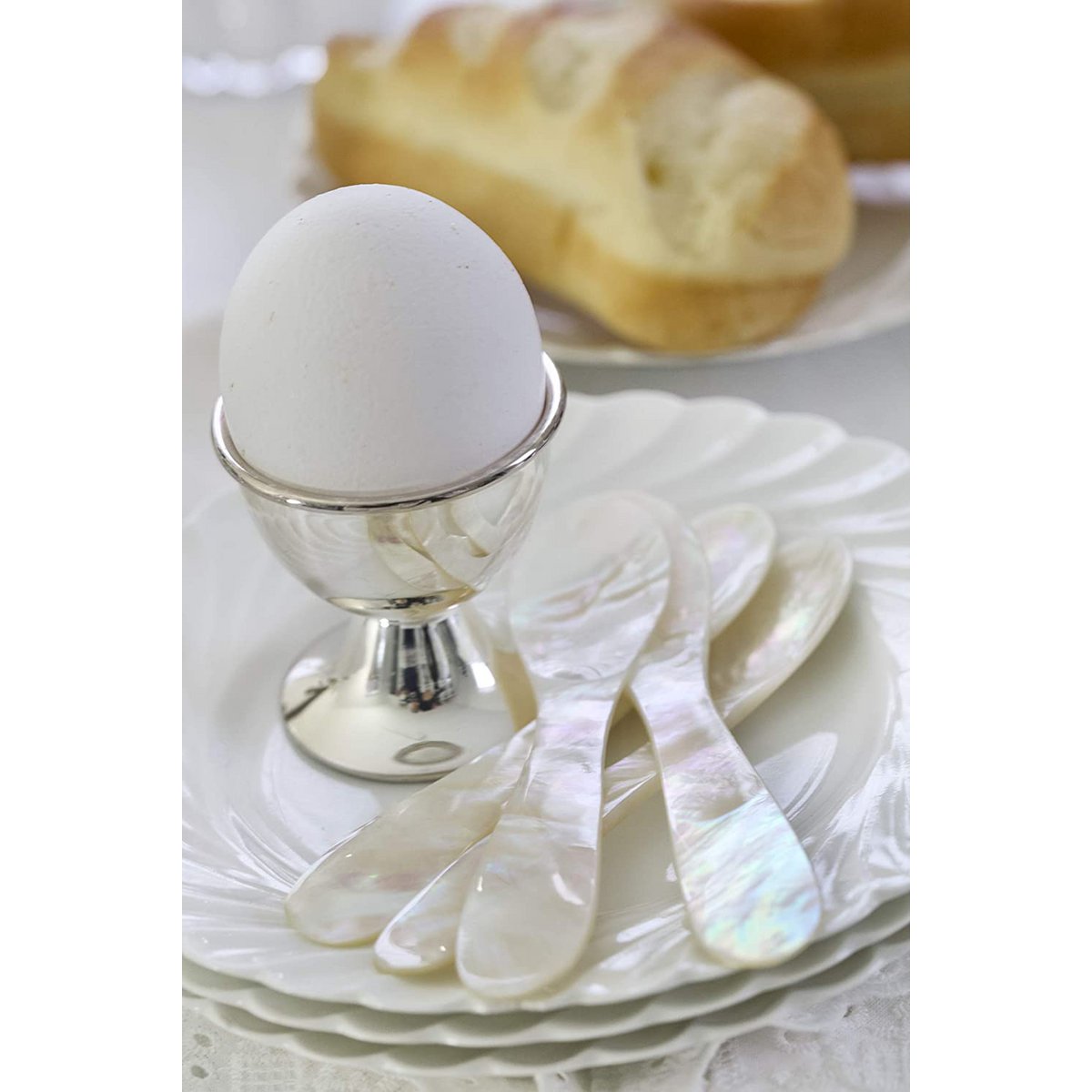 4er Set Perlmuttlöffel Kaviarlöffel Eierlöffel