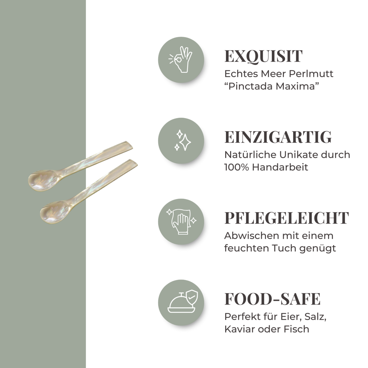 4er-Set Perlmuttlöffel (Kaviar- & Eierlöffel)