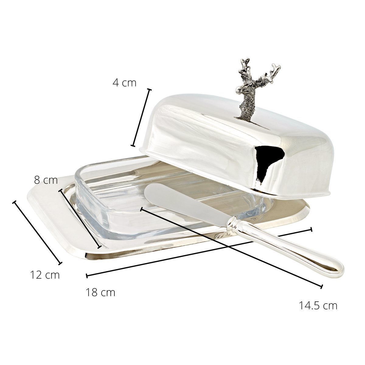 Butterdose Hirsch mit Messer (L 18 cm)