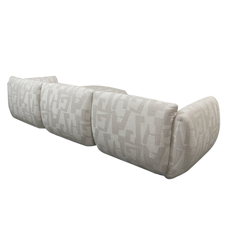 Sofa Amsterdam 4-Sitzer + Ottomane Weisse Glyphen