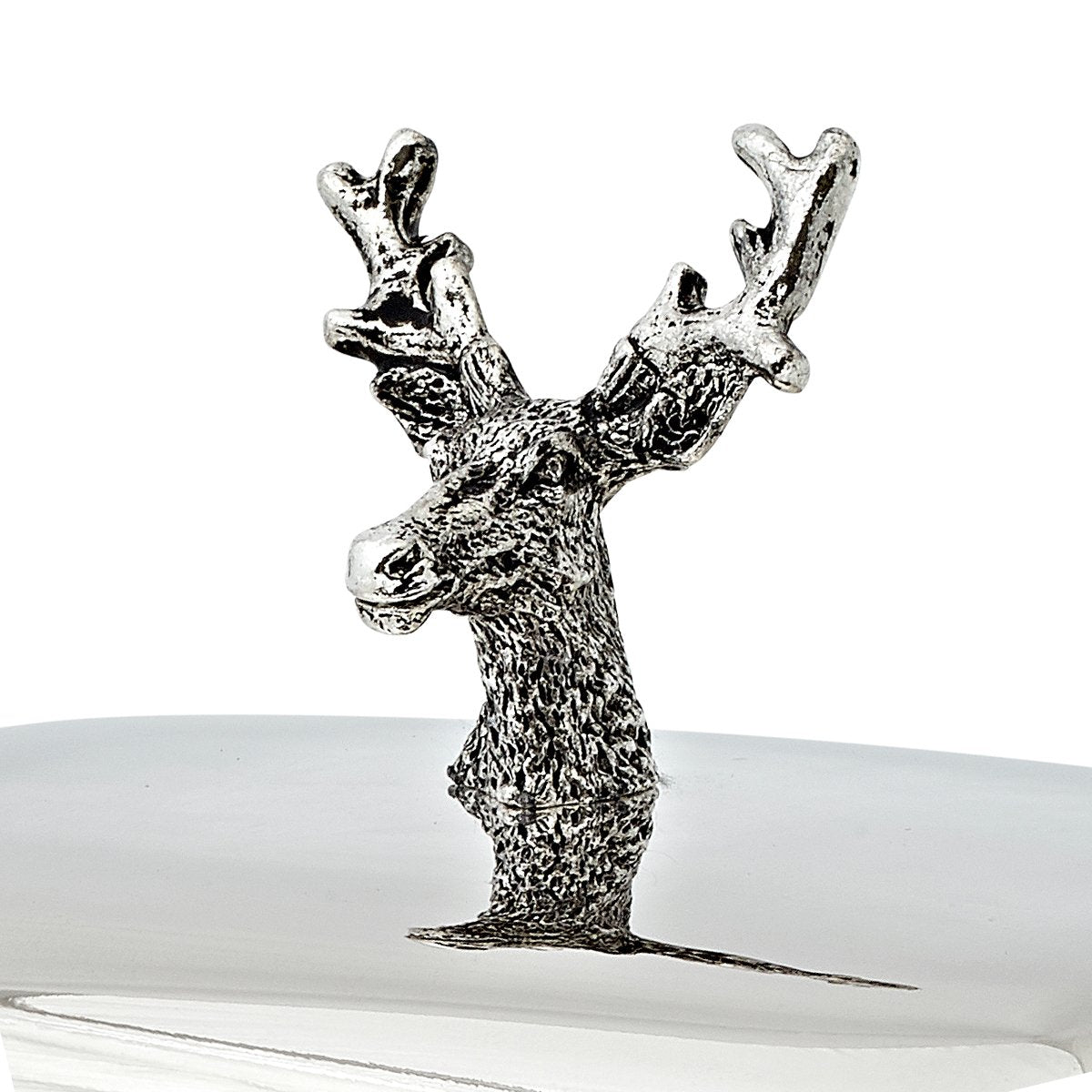 Butterdose Hirsch 13x18 cm, H 8 cm, Glaseinsatz, edel versilbert, mit Buttermesser