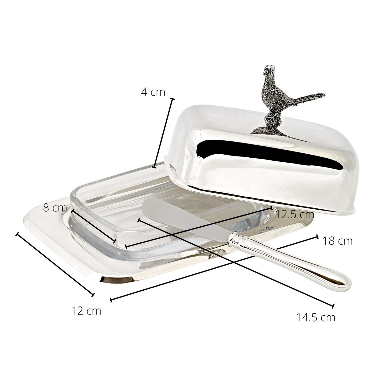 Butterdose Fasan mit Messer