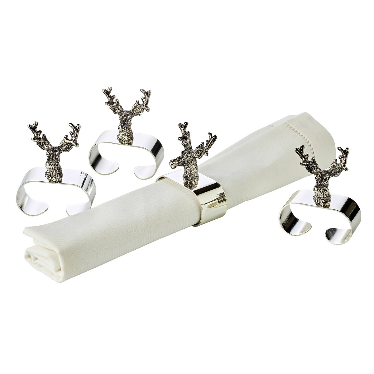 4er Set Serviettenringe Hirsch, edel