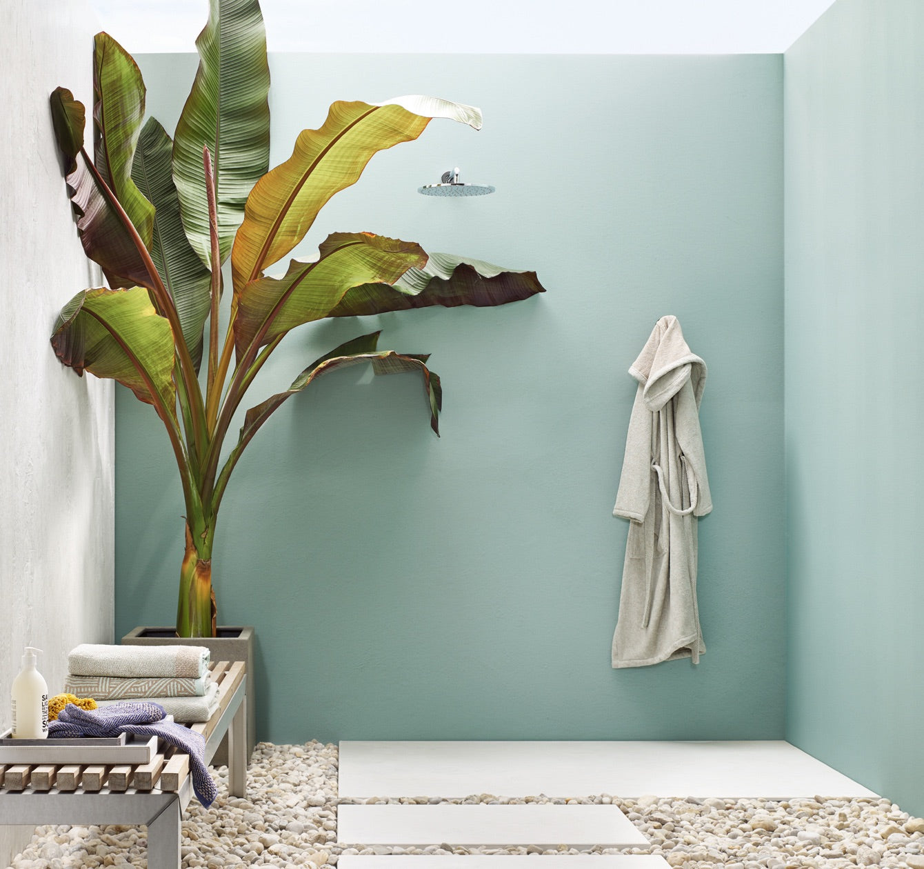 Unisex-Bademantel Uni aus Frottier in zweifarbigem Design von Leiner Leinen erkhältlich bei Rivera Interiors.ch