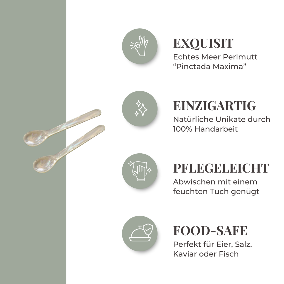 4er Set Perlmuttlöffel Kaviarlöffel Eierlöffel