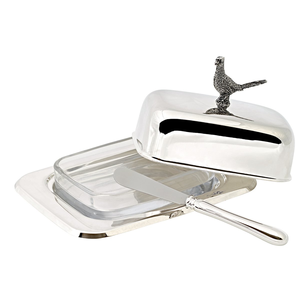 Butterdose Fasan mit Messer