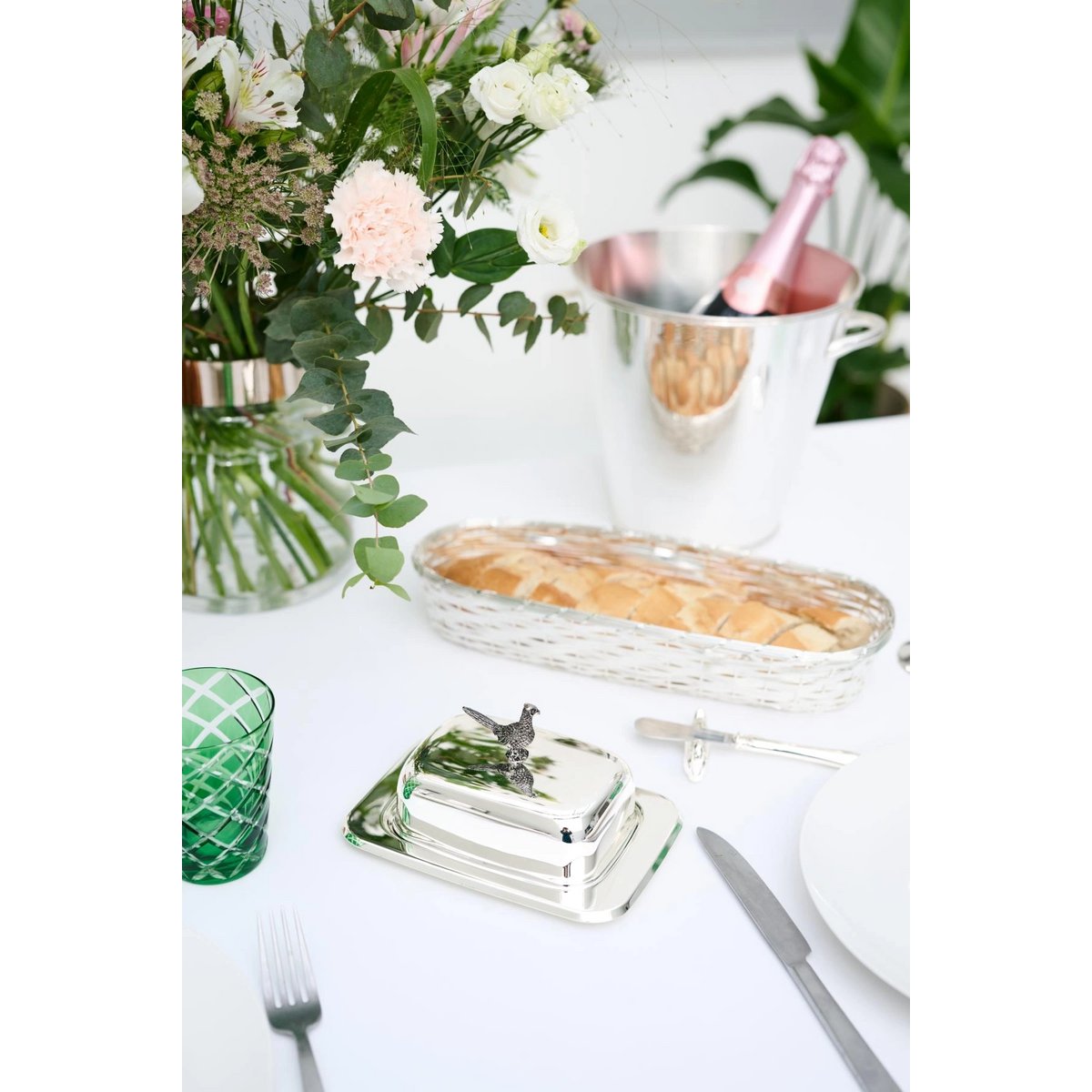 Butterdose Fasan mit Messer