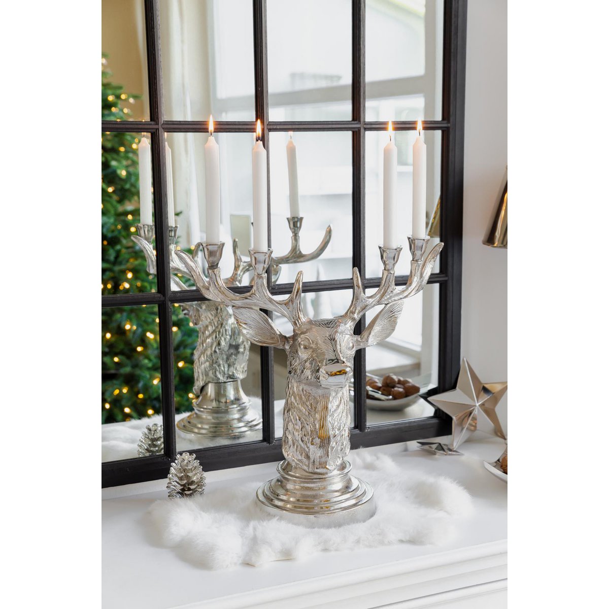 Kerzenhalter Hirsch für 2 Stabkerzen